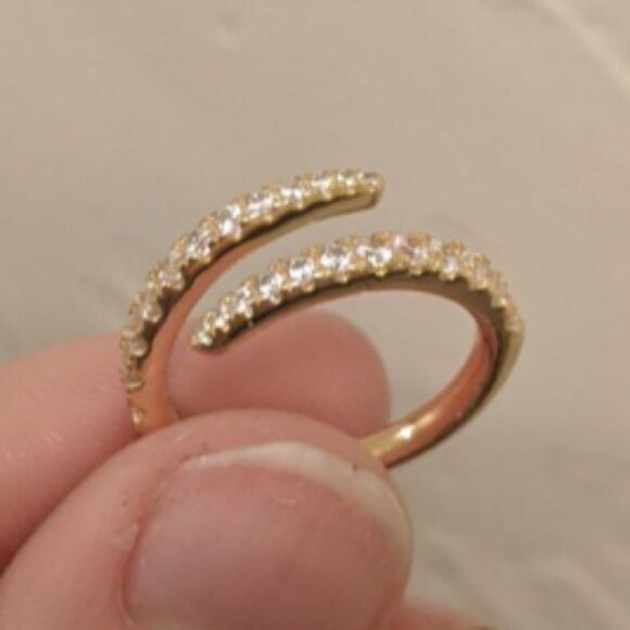 Zirconia Open Twist Wrap Ring 925 Stamped Gold Rose Gold or Sterling Silver - Picture 10 of 14